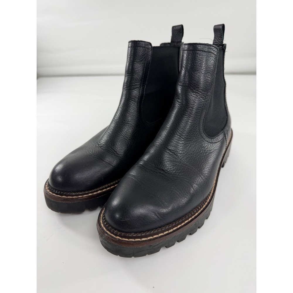 Minimalist Caslon Miller Black Leather Lug Sole Chelsea Boots Women's 8